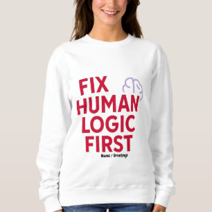 Camiseta Corrija a Lógica Humana Primeiro Citação de Humo