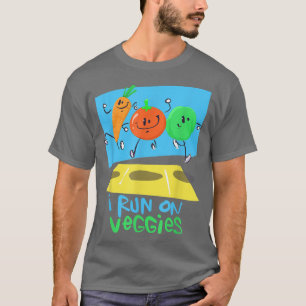 Camiseta Corro em Veggies - Camisa-T do Corredor Vegetarian