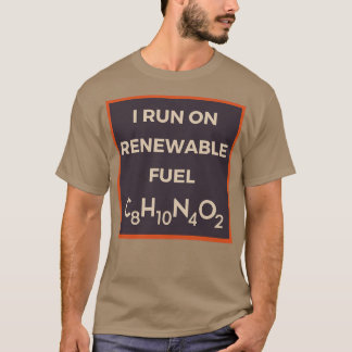 CAMISETA CORRO NA FÓRMULA QUÍMICA DE CAFEÍNA DE COMBUSTÍVEL