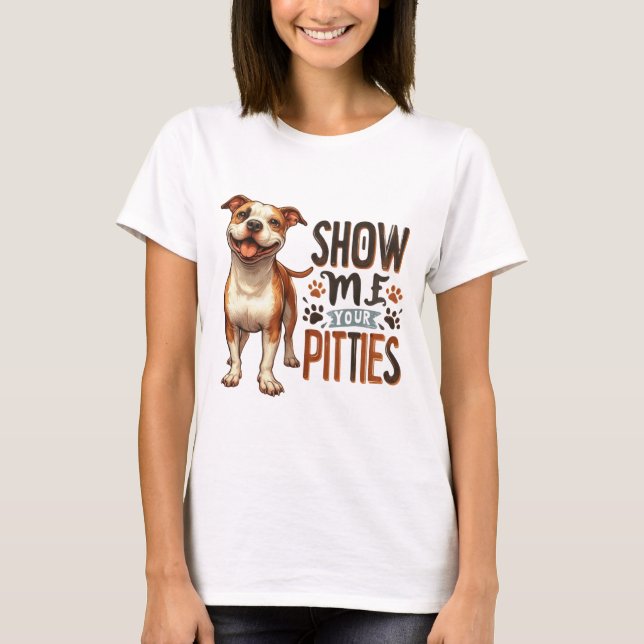 CAMISETA CORT FUNNY PITBULL TERRIER DOG DIZENDO (Frente)