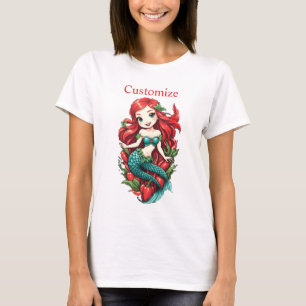 Camiseta Corta, Vermelha, com duas caudas, Sereia Thunder_C
