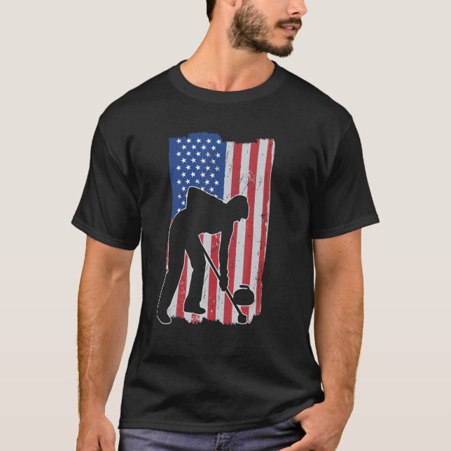 Camiseta Cortar a bandeira dos EUA que enrolam a bandeira d (Frente)