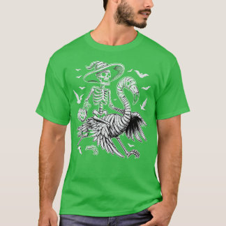 Camiseta Cortar o Dia das Bruxas Flamingo Skeleton Spooko