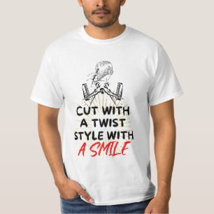 Camiseta Corte Com Um Estilo De Grelha Com Um Barbeiro Engr