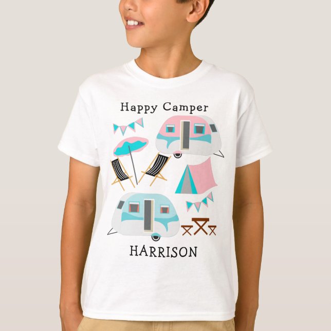 Camiseta Corte de acampamento da caravana retrô P (Frente)