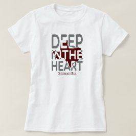 Camiseta Corte de Estado de TX de Maroon e Cinzas no Coraçã