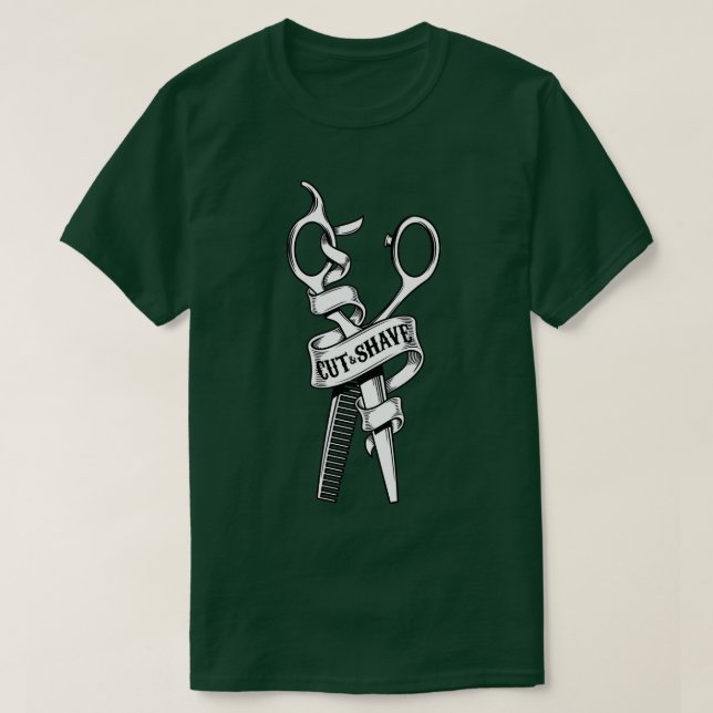 Camiseta Corte e leve a tesoura Barberx27s (Frente do Design)