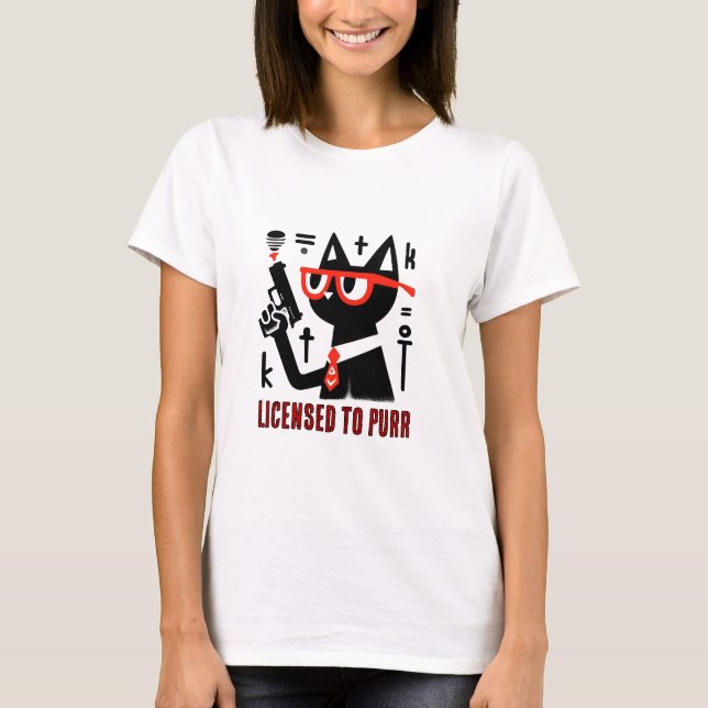 Camiseta Corte um gato segurando uma arma engraçada (Frente)