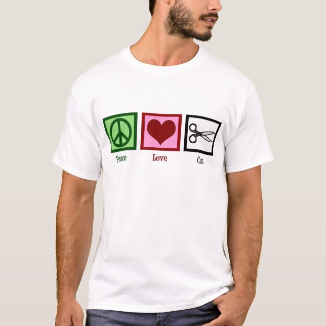 Camiseta Cortes de cabelo do amor da paz (Frente)