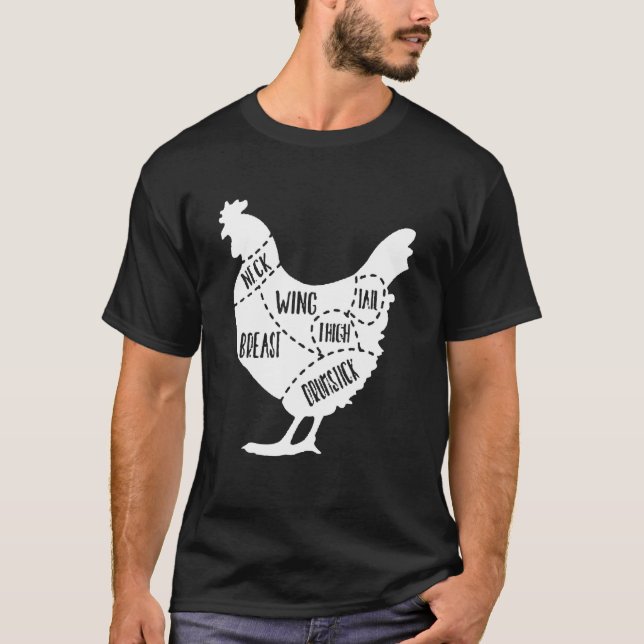 Camiseta Cortes de carne de frango (Frente)