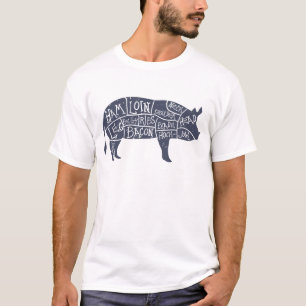 Camiseta Cortes de carne de porco americanos, vintage