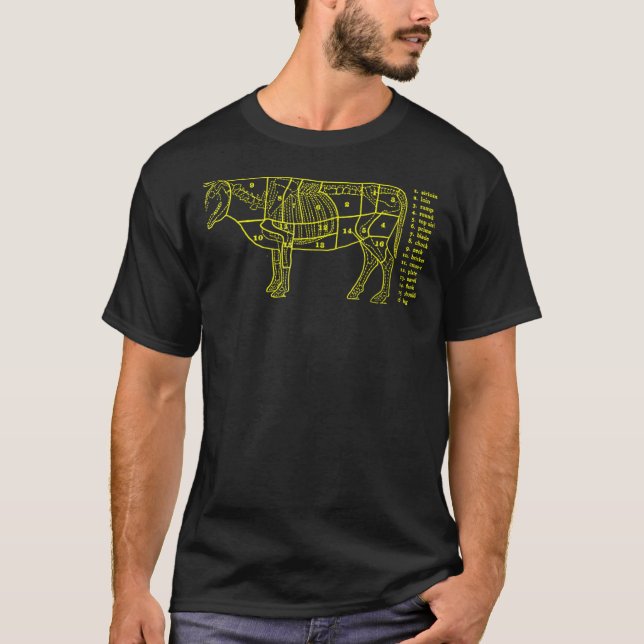 Camiseta Cortes de Carne de Vaca T Shir (Frente)