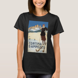 Camiseta Cortina d'Ampezzo, Itália, Esqui Vintage Viagens A