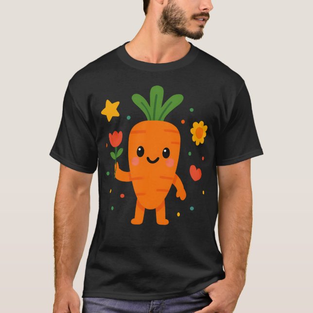Camiseta Cortina de Kawaii, Cuja Flor Está Feliz (Frente)