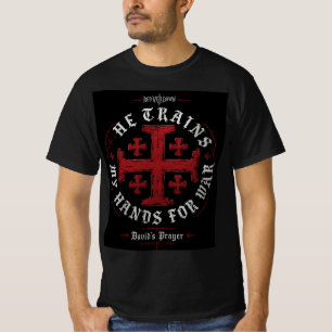 Camiseta CORTINA VERMELHA ALVORECER - Ele treina minhas mão