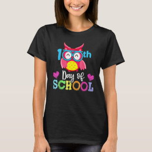 Camiseta Coruja 100 Dias De Escola Crianças Meninas Meninos