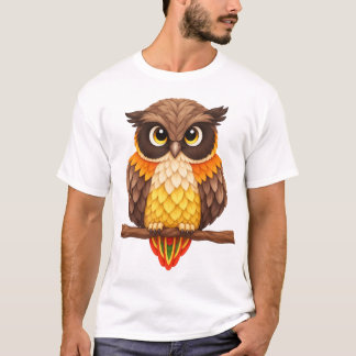 Camiseta Coruja Adorável empoleirada em um galho
