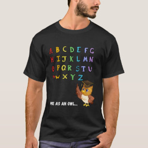 Camiseta Coruja Alphabet Brinca E Aprende Para Crianças Par