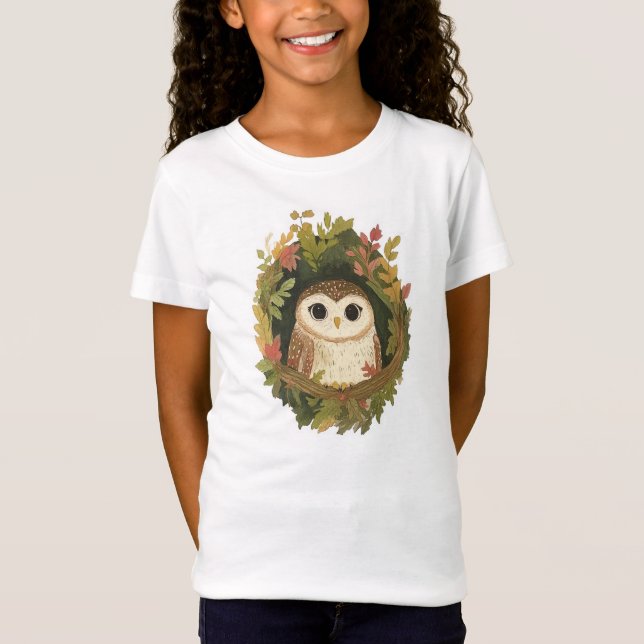 Camiseta Coruja Aquarela Fofa (Frente)
