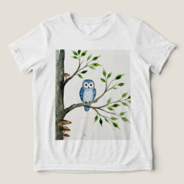 Camiseta Coruja azul em um galho de árvore