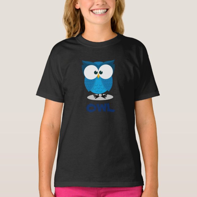 Camiseta Coruja azul para crianças (Frente)