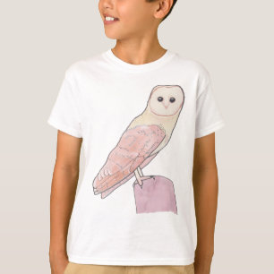 Camiseta Coruja-barn watercolor espécie de ave arte ilustra