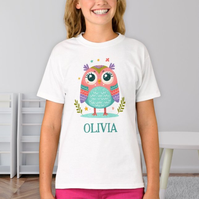 Camiseta Coruja bebê caprichosa colorida fofa (Criador carregado)