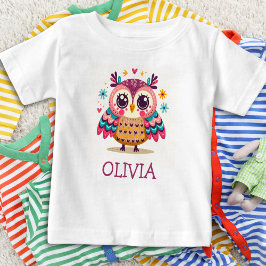 Camiseta Coruja bebê caprichosa colorida fofa
