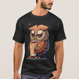 Camiseta Coruja-Bonita Pássaro-Café Casca-Cheirosa Coruja-M