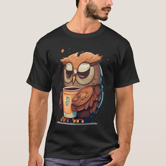 Camiseta Coruja-Bonita Pássaro-Café Casca-Cheirosa Coruja-M (Frente)