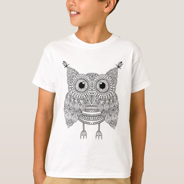 Camiseta Coruja bonito do Doodle (Frente)