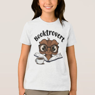 Camiseta Coruja-boquiaberta com livro e café