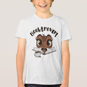 Camiseta Coruja-boquiaberta com livro e café