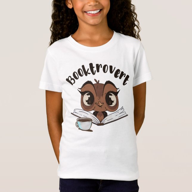 Camiseta Coruja-boquiaberta com livro e café (Frente)
