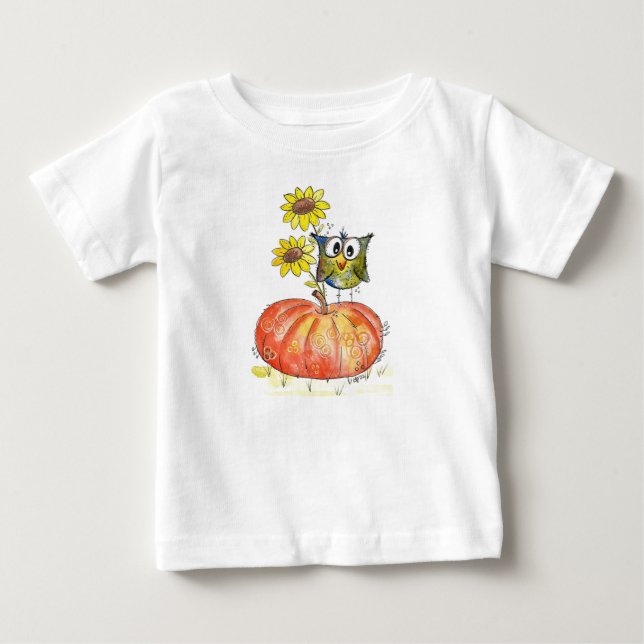 Camiseta Coruja Branca em Pumpkin (Frente)