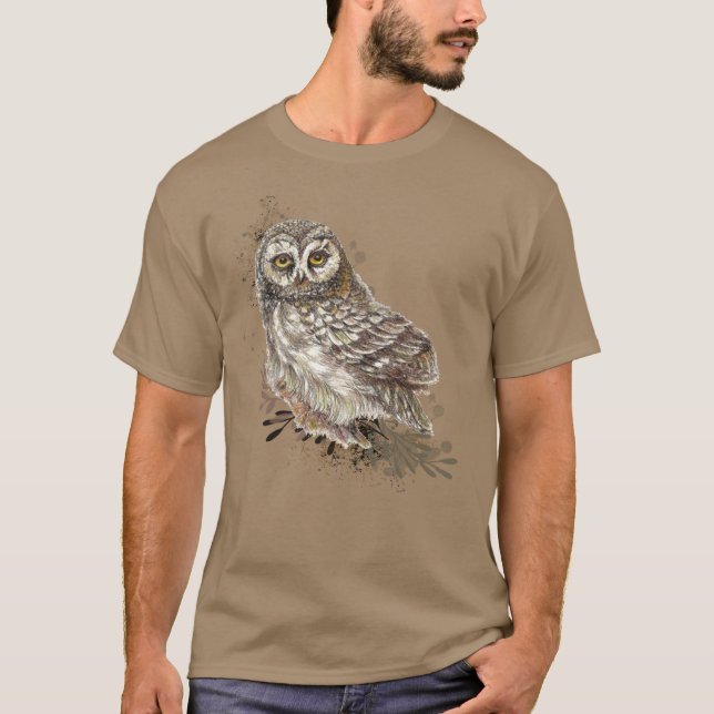 Camiseta Coruja-branca,Texto personalizado de natureza de p (Frente)