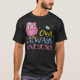 Camiseta Coruja Colorida Sempre Ama Jesus Jovem Cristão T-S