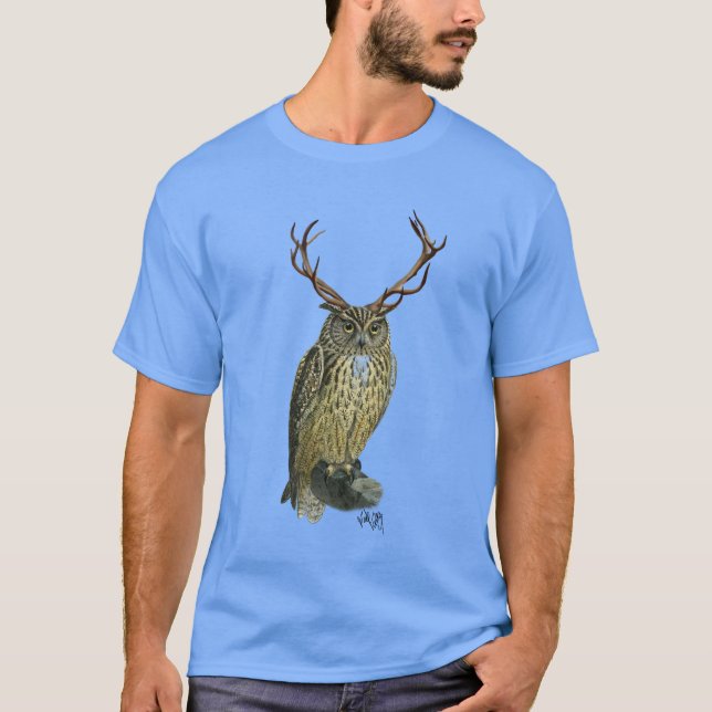 Camiseta Coruja com Antlers simples 2 (Frente)