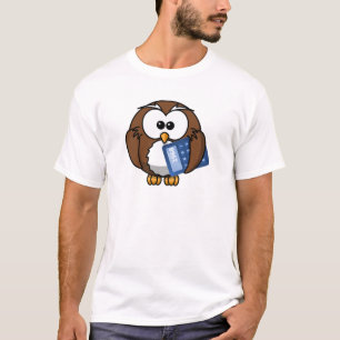 Camiseta Coruja com calculadora, matemática, estudante,