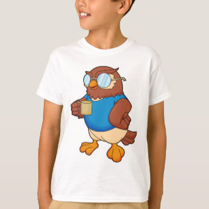 Camiseta Coruja com caneca de café