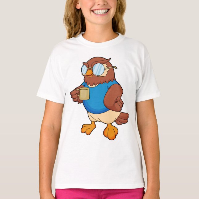 Camiseta Coruja com caneca de café (Frente)