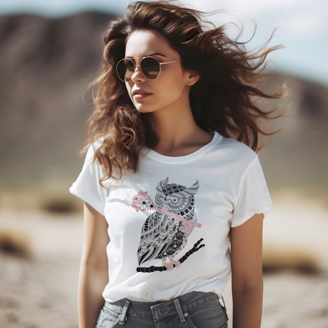 Camiseta Coruja com Excelente rosa (Criador carregado)