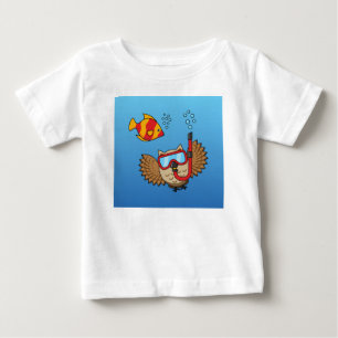 Camiseta Coruja com Máscara Snorkel e Peixes Tropicais