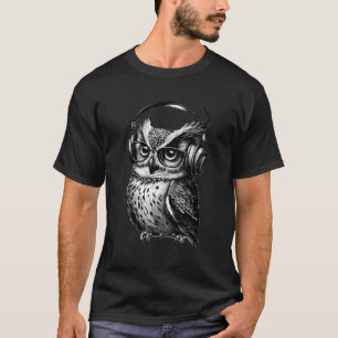 Camiseta Coruja Com Óculos E Fones de ouvido Coruja