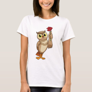 Camiseta Coruja com Rosa