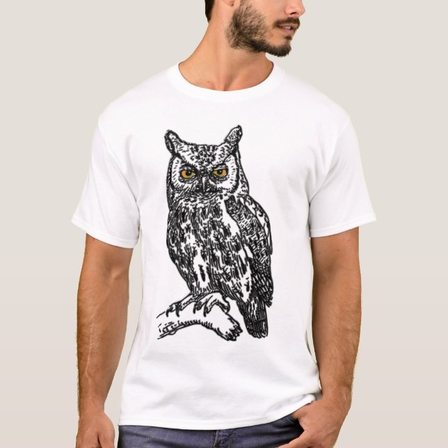 Camiseta Coruja com tinta caneta preta (Frente)