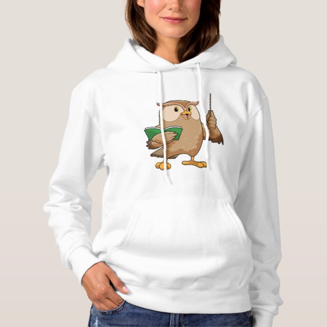 Camiseta Coruja como Professora com Livro e Ponteiro (Frente)