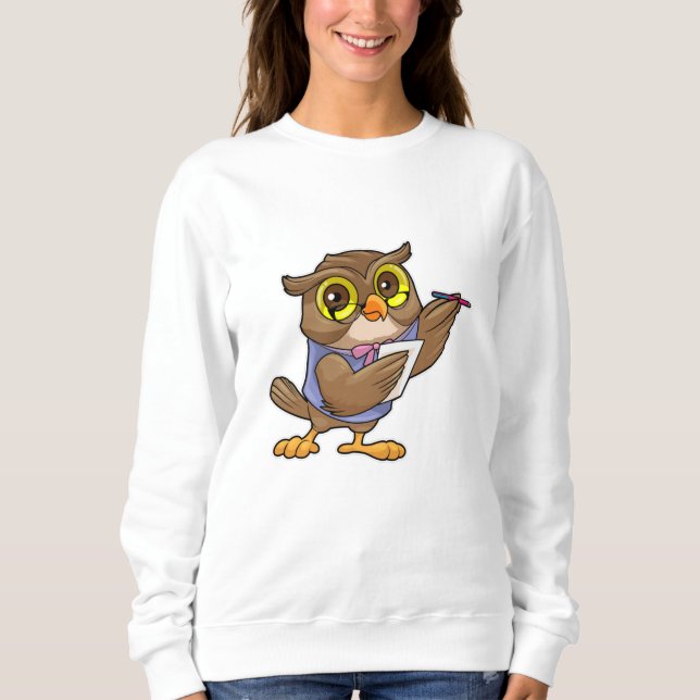 Camiseta Coruja como Secretário com Caneta e Nota (Frente)