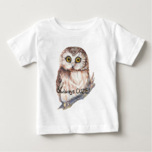 Camiseta Coruja Coruja Bonita Cotação de Aquarela
