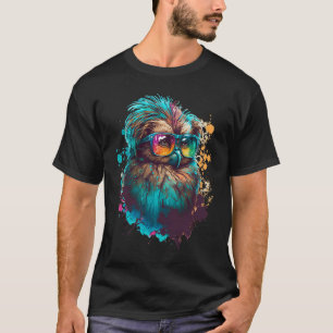 Camiseta Coruja Coruja Coca-Colorida com Óculos Solares Des